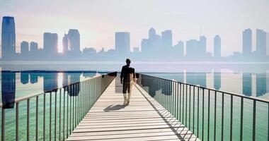 Portrait of Young Fashionable Man In Surreal Unreal Urban Environment video