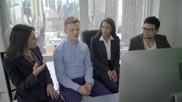 Group of Young Diverse Multiracial Business People Meeting in City Office video