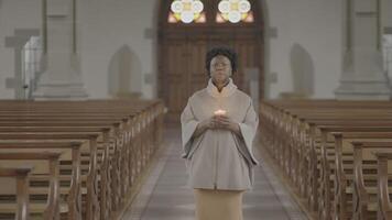 Faithful Female Person Doing Religious Spiritual Pray Ritual video