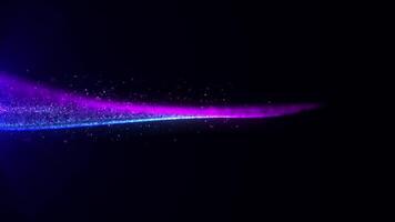 Abstract digital dynamic particle waves with light motion lights background, data flow, cyber technology. Flying particles of glitter and dust. 3D rendering. Seamless looping 4k . video