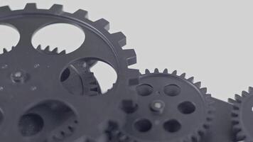 Beautiful Black Gears Top View Timeless Rotating Footage. video