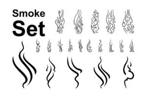 Smoke or Scent Steam Line Icon Set. vector