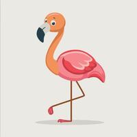 Cartoon Pink flamingo on an isolated white background. vector