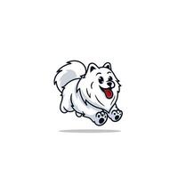 linda Samoyedo perro corriendo dibujos animados vector