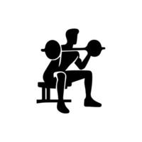 Powerful man graphic icons. Human body signs isolated on white background. Bodybuilding and fitness symbol vector