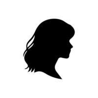 Hair Style Woman Silhouette, Beauty face girl silhouette logo vector