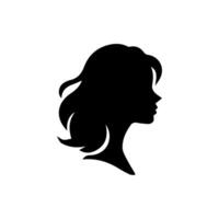 Hair Style Woman Silhouette, Beauty face girl silhouette logo vector