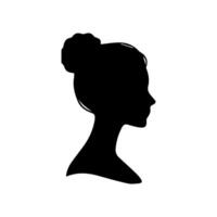 Hair Style Woman Silhouette, Beauty face girl silhouette logo vector