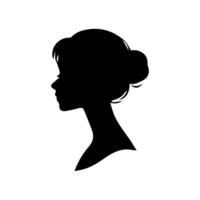 Hair Style Woman Silhouette, Beauty face girl silhouette logo vector