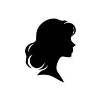 Hair Style Woman Silhouette, Beauty face girl silhouette logo vector