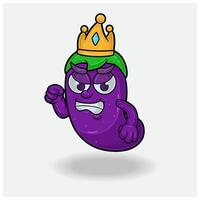 Eggplant Mascot Character Cartoon With Angry expression. For brand, label, packaging and product. vector