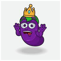 Eggplant Mascot Character Cartoon With Shocked expression. For brand, label, packaging and product. vector