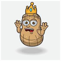 Peanut Mascot Character Cartoon With Shocked expression. For brand, label, packaging and product. vector