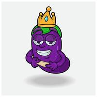 Eggplant Mascot Character Cartoon With Love struck expression. For brand, label, packaging and product. vector