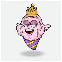 Cotton Candy Mascot Character Cartoon With Smug expression. For brand, label, packaging and product. vector