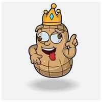 Peanut Mascot Character Cartoon With Crazy expression. For brand, label, packaging and product. vector