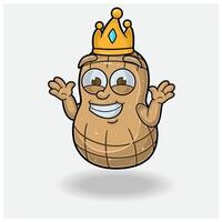 Peanut Mascot Character Cartoon With Dont Know Smile expression. For brand, label, packaging and product. vector