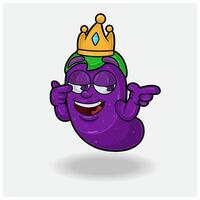 Eggplant Mascot Character Cartoon With Smug expression. For brand, label, packaging and product. vector