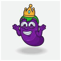 Eggplant Mascot Character Cartoon With Dont Know Smile expression. For brand, label, packaging and product. vector