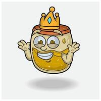 Honey Mascot Character Cartoon With Dont Know Smile expression. For brand, label, packaging and product. vector