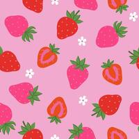 Seamless pattern with red and pink strawberries. graphics. vector