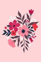 Postcard or poster with a flower bouquet. graphics. vector