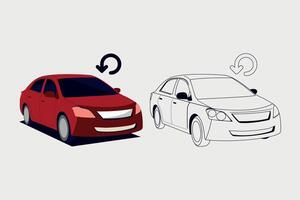 Different types of car icon set. side view of sedan car. car return icon vector