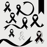 Set of the black ribbon Black and White vector