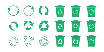 Recycle icon and trash symbol, Recycling sign, Recycle symbol on white background vector