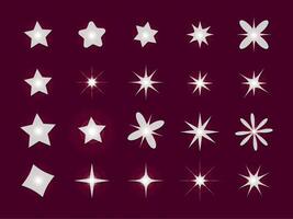 Set of sparkling stars collection vector