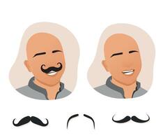 Man with customized mustache illustration in isolated white background vector