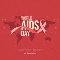 World Aids Day With Aids Awareness Ribbon. Lettering poster vector