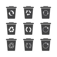 reciclar icono y basura símbolo, reciclaje firmar, reciclar símbolo en blanco antecedentes vector