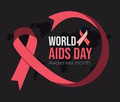 World aids day banner red awareness ribbon illustration vector