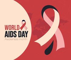 World aids day banner red awareness ribbon illustration vector