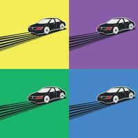 Sets of silhouette cars on the colorful background vector