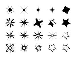 Set of sparkling stars isolated in white background vector