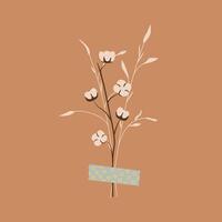 Cute bouquet of cotton and grass duct taped vector