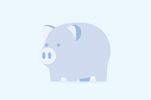 Blue piggy bank, profit and growth, stability and security of money storage. illustration in flat style. vector