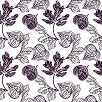 Figs seamless pattern. Leaves and fruits. Illustration in graphic style. For cards, invitations, food and cosmetic packaging, covers, fabric, textiles. vector