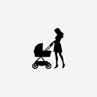 Silhouette of a mother and son on white background vector