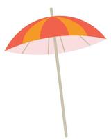 ilustración playa paraguas naranja y amarillo. Hora de verano relajarse. aislado en blanco antecedentes ilustración. elemento para imprimir, bandera, tarjeta, folleto, logo. vector