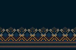 A traditional navy blue geometric ethnic pattern design in , illustration. Textile of Ikat seamless pattern border abstract design for fabric print cloth dress vector