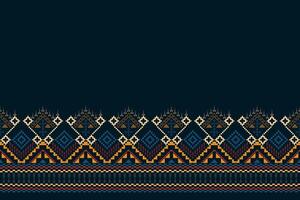 A traditional navy blue geometric ethnic pattern design in , illustration. Textile of Ikat seamless pattern border abstract design for fabric print cloth dress vector