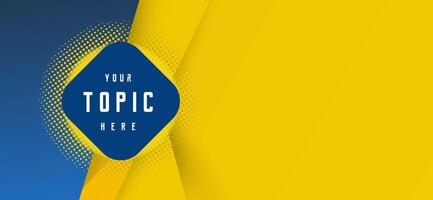 The yellow and blue banner use of negative space ensures the design remains uncluttered and visually appealing. and abstract banner is versatile. vector