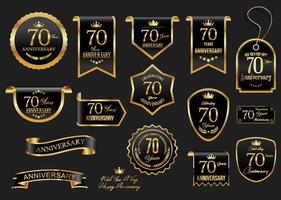 Collection of Anniversary gold laurel wreath badges and labels illustration vector