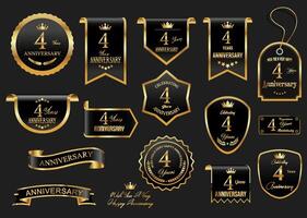 colección de aniversario oro laurel guirnalda insignias y etiquetas ilustración vector