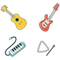 Music instrument icons, entertainment instrumentation collection vector