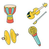 Music instrument icons, entertainment instrumentation collection vector