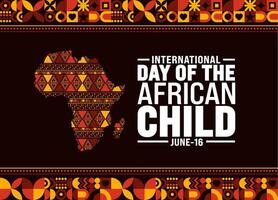 16 June is International day of the African child background template. Holiday concept. use to background, banner, placard, card, and poster design template with text inscription and standard color. vector